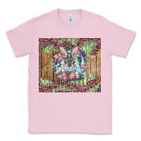 Bubblegum Pink Easter bunny with floral wreath and leopard Classic Tee - RanaPortraitStore