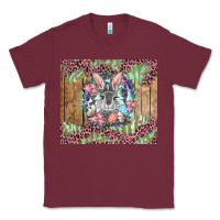 Burgundy Easter bunny with floral wreath and leopard Classic Tee - RanaPortraitStore