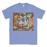 Colony Blue Easter bunny with floral wreath and leopard Classic Tee - RanaPortraitStore