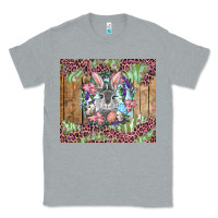 Heather Grey Easter bunny with floral wreath and leopard Classic Tee - RanaPortraitStore