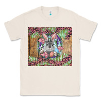 Natural Easter bunny with floral wreath and leopard Classic Tee - RanaPortraitStore