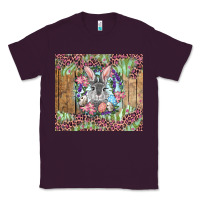 Plum Easter bunny with floral wreath and leopard Classic Tee - RanaPortraitStore