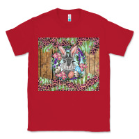 Red Easter bunny with floral wreath and leopard Classic Tee - RanaPortraitStore