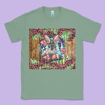 Easter Bunny With Floral Wreath And Leopard Classic Tee Designed By Ranaportraitstore