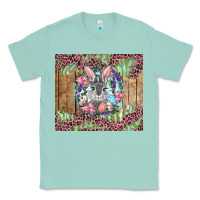 Seafoam Easter bunny with floral wreath and leopard Classic Tee - RanaPortraitStore