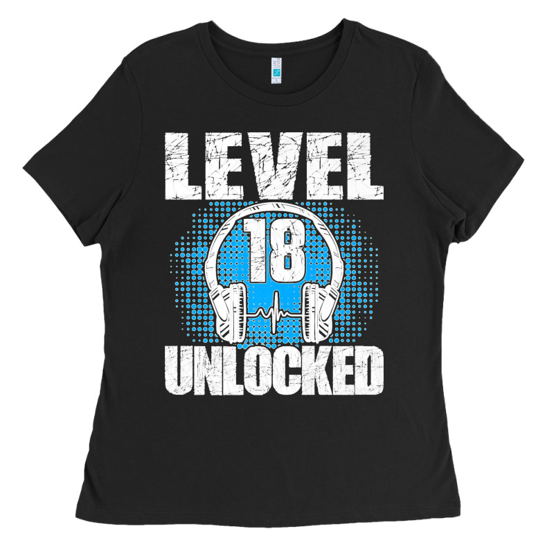 Level 18 Unlocked Birthday 18 Years Gamer Premium T Shirt Ladies Tee by FloraArt | Teevron