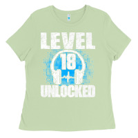 Matcha Level 18 Unlocked Birthday 18 Years Gamer Premium T Shirt Ladies Tee - FloraArt