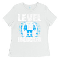 White Level 18 Unlocked Birthday 18 Years Gamer Premium T Shirt Ladies Tee - FloraArt