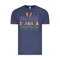 Vintage Denim Easter bunny Teacher Vintage Tee - OliviaCreatesArt