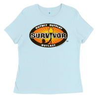 Baby Blue Survivor Outwit, Outplay, Outlast Ladies Tee - FloraArt