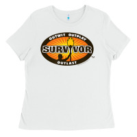 White Survivor Outwit, Outplay, Outlast Ladies Tee - FloraArt