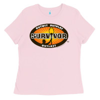 Bubblegum Pink Survivor Outwit, Outplay, Outlast Ladies Tee - FloraArt