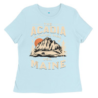 Baby Blue acadia national park maine nature hike outdoors vintage t shirt Ladies Tee - ArtMosaic
