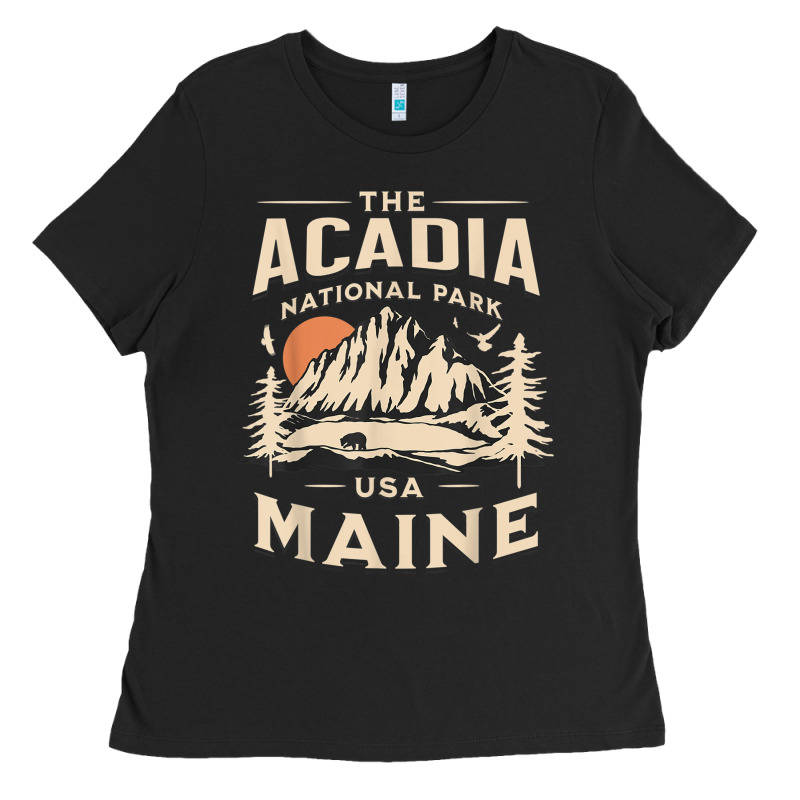 Acadia National Park Maine Nature Hike Outdoors Vintage T Shirt Ladies Tee by ArtMosaic | Teevron