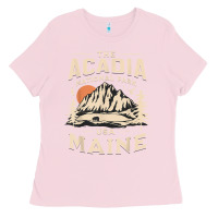 Bubblegum Pink acadia national park maine nature hike outdoors vintage t shirt Ladies Tee - ArtMosaic