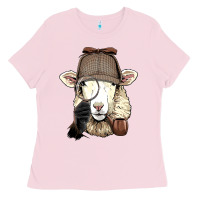 Bubblegum Pink Detective Sheep Lamb Spy Investigator Farmer Sheep Lover 53 Ladies Tee - ArtMosaic