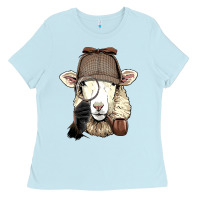 Baby Blue Detective Sheep Lamb Spy Investigator Farmer Sheep Lover 53 Ladies Tee - ArtMosaic
