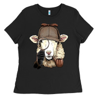 Black Detective Sheep Lamb Spy Investigator Farmer Sheep Lover 53 Ladies Tee - ArtMosaic