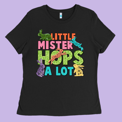 Little Mister Hops A Lot Easter Day Ladies Tee Designed By Cowgirlartshop