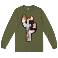 Army Green Leather Cowhide Cactus Long Sleeve Tee - RanaPortraitStore