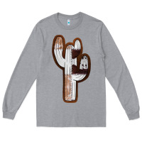 Heather Grey Leather Cowhide Cactus Long Sleeve Tee - RanaPortraitStore