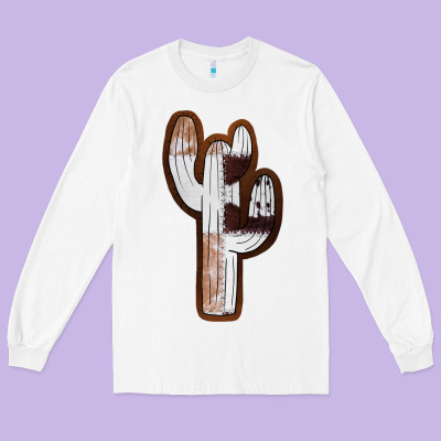 Leather Cowhide Cactus Long Sleeve Tee Designed By Ranaportraitstore