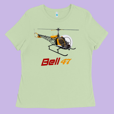 Bell 47 Helicopter Ladies Tee Designed By Artmosaic