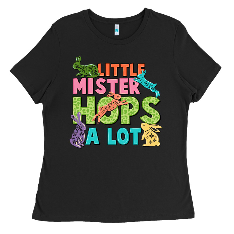 Little Mister Hops A Lot Easter Day Ladies Tee by CowGirlArtShop | Teevron