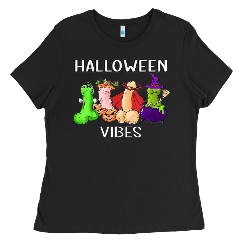 Halloween Vibes Dick Tie Dye Hippie Retro Lazy Costume Ladies Tee by ArtMosaic | Teevron