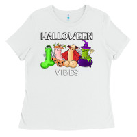 White halloween vibes dick tie dye hippie retro lazy costume Ladies Tee - ArtMosaic