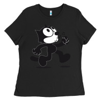 Black felix the cat whistling Ladies Tee - ArtMosaic