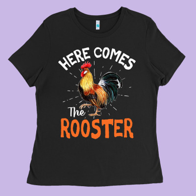 Here Comes The Rooster Shirt Chicken Lady Outfit 243 Ladies Tee Designed By Artmosaic