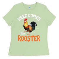 Matcha Here Comes The Rooster Shirt Chicken Lady Outfit 243 Ladies Tee - ArtMosaic