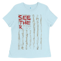 Baby Blue Seether Bone Flag Ladies Tee - ArtMosaic