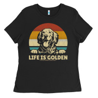 Black Golden Retriever Dog Life is golden retro vintage Ladies Tee - ArtMosaic