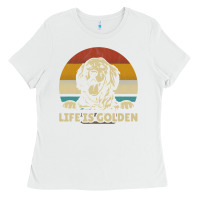 White Golden Retriever Dog Life is golden retro vintage Ladies Tee - ArtMosaic
