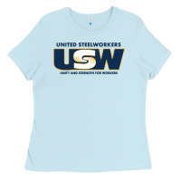 Baby Blue United Steelworkers - Unity and Strength for Worke Ladies Tee - ArtMosaic