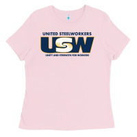 Bubblegum Pink United Steelworkers - Unity and Strength for Worke Ladies Tee - ArtMosaic