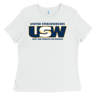 White United Steelworkers - Unity and Strength for Worke Ladies Tee - ArtMosaic