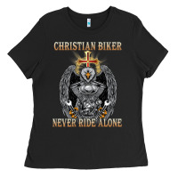 Black jesus christian biker never ride alone Ladies Tee - ArtMosaic