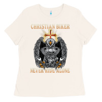 Bone jesus christian biker never ride alone Ladies Tee - ArtMosaic