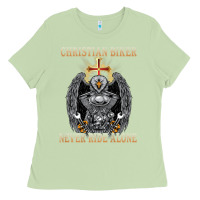 Matcha jesus christian biker never ride alone Ladies Tee - ArtMosaic