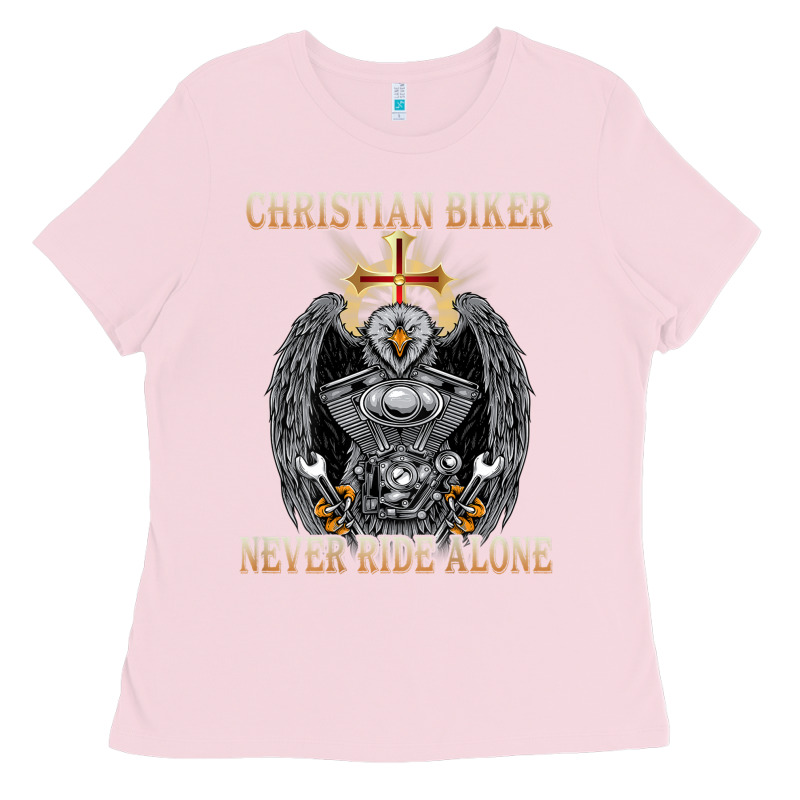 Jesus Christian Biker Never Ride Alone Ladies Tee by ArtMosaic | Teevron