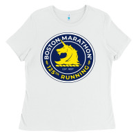 White boston marathon Ladies Tee - ArtMosaic