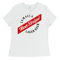 White jamaica red stripe lager beer Ladies Tee - ArtMosaic