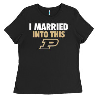Black Purdue Boilermakers Married Into This - Apparel Ladies Tee - ArtMosaic