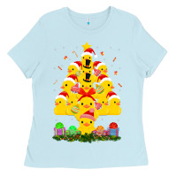 Baby Blue duck rubber duck christmas tree duckie and quack christmas 123 Ladies Tee - ArtMosaic