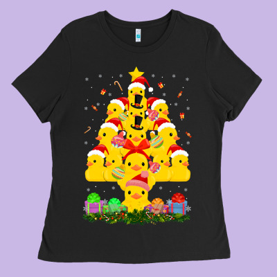 Duck Rubber Duck Christmas Tree Duckie And Quack Christmas 123 Ladies Tee Designed By Artmosaic