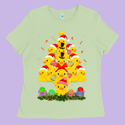 Duck Rubber Duck Christmas Tree Duckie And Quack Christmas 123 Ladies Tee Designed By Artmosaic