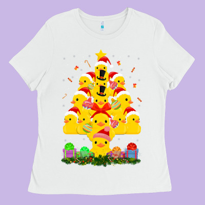 Duck Rubber Duck Christmas Tree Duckie And Quack Christmas 123 Ladies Tee Designed By Artmosaic